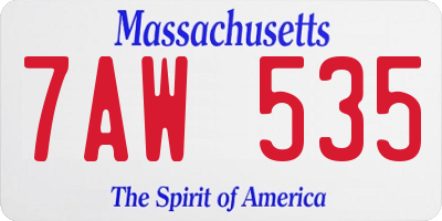MA license plate 7AW535