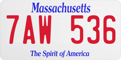MA license plate 7AW536