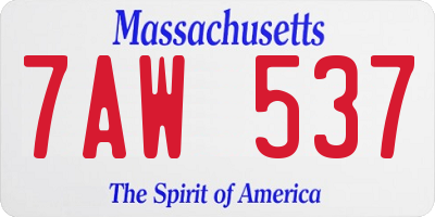 MA license plate 7AW537