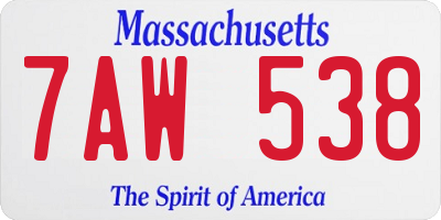 MA license plate 7AW538