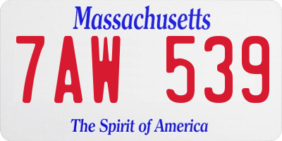 MA license plate 7AW539