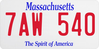 MA license plate 7AW540