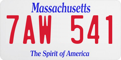 MA license plate 7AW541
