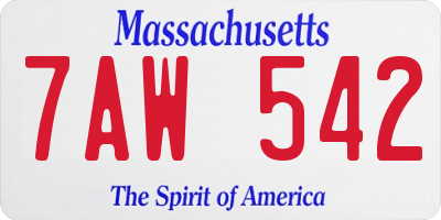 MA license plate 7AW542