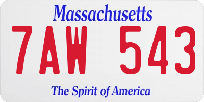 MA license plate 7AW543
