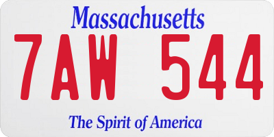 MA license plate 7AW544
