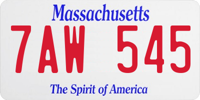 MA license plate 7AW545