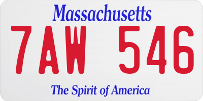 MA license plate 7AW546