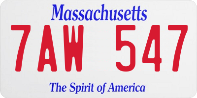 MA license plate 7AW547