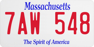 MA license plate 7AW548