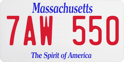 MA license plate 7AW550