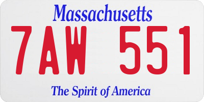 MA license plate 7AW551