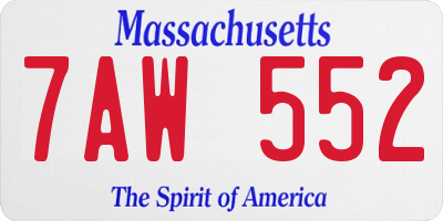 MA license plate 7AW552