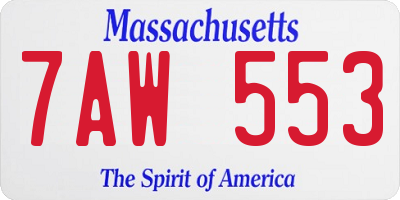 MA license plate 7AW553