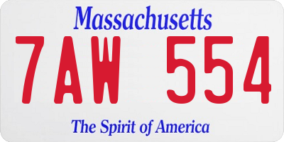 MA license plate 7AW554