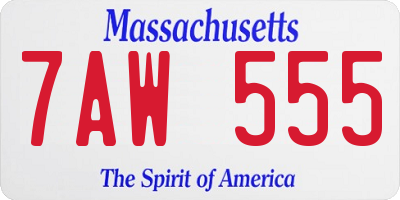 MA license plate 7AW555