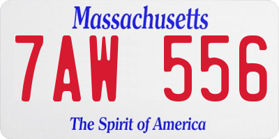 MA license plate 7AW556