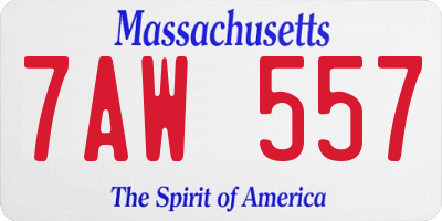 MA license plate 7AW557
