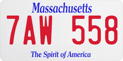 MA license plate 7AW558