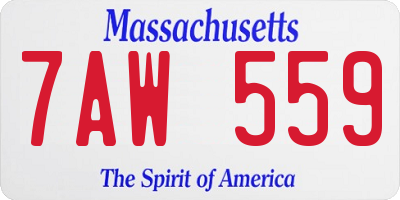 MA license plate 7AW559