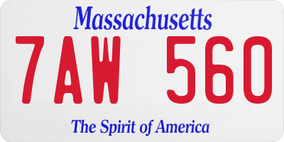 MA license plate 7AW560