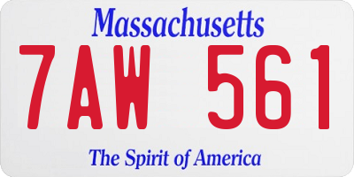 MA license plate 7AW561