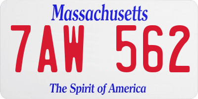 MA license plate 7AW562