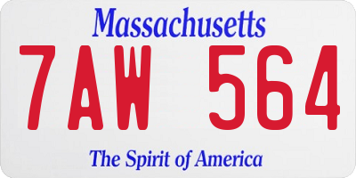 MA license plate 7AW564