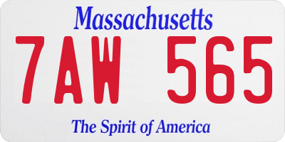MA license plate 7AW565