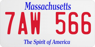 MA license plate 7AW566