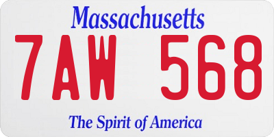 MA license plate 7AW568