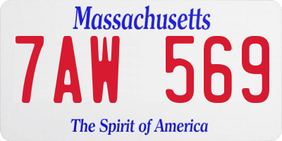 MA license plate 7AW569
