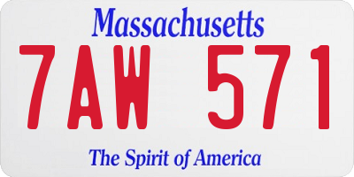 MA license plate 7AW571