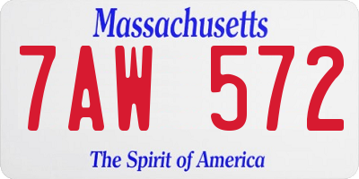 MA license plate 7AW572