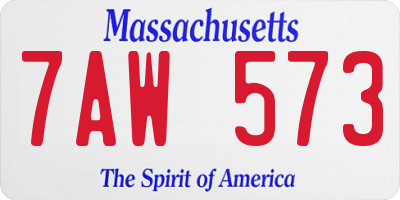 MA license plate 7AW573