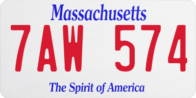 MA license plate 7AW574