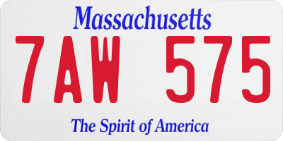 MA license plate 7AW575
