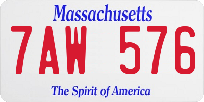 MA license plate 7AW576