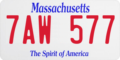 MA license plate 7AW577