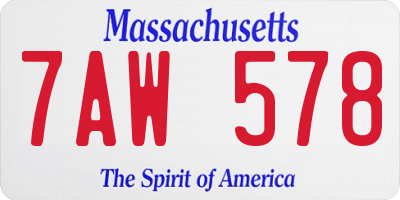 MA license plate 7AW578