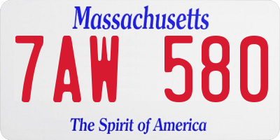 MA license plate 7AW580