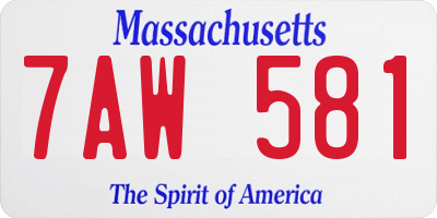 MA license plate 7AW581
