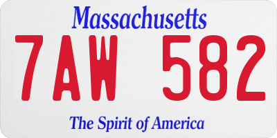 MA license plate 7AW582