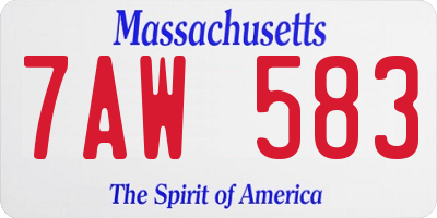 MA license plate 7AW583