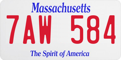 MA license plate 7AW584