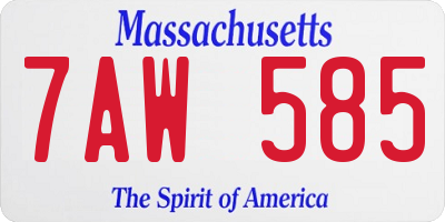 MA license plate 7AW585