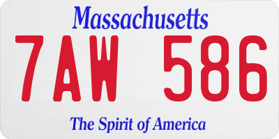 MA license plate 7AW586