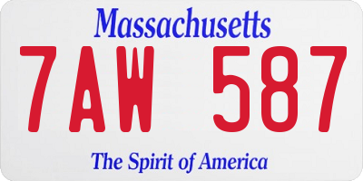 MA license plate 7AW587