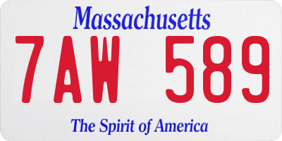 MA license plate 7AW589