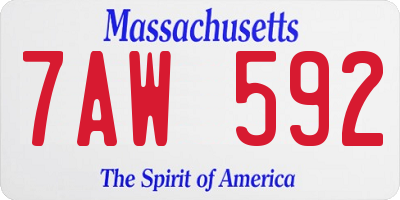 MA license plate 7AW592